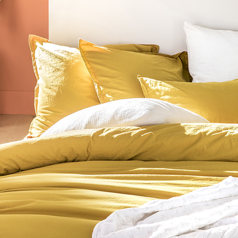 Parure de lit jaune curry Soft Line