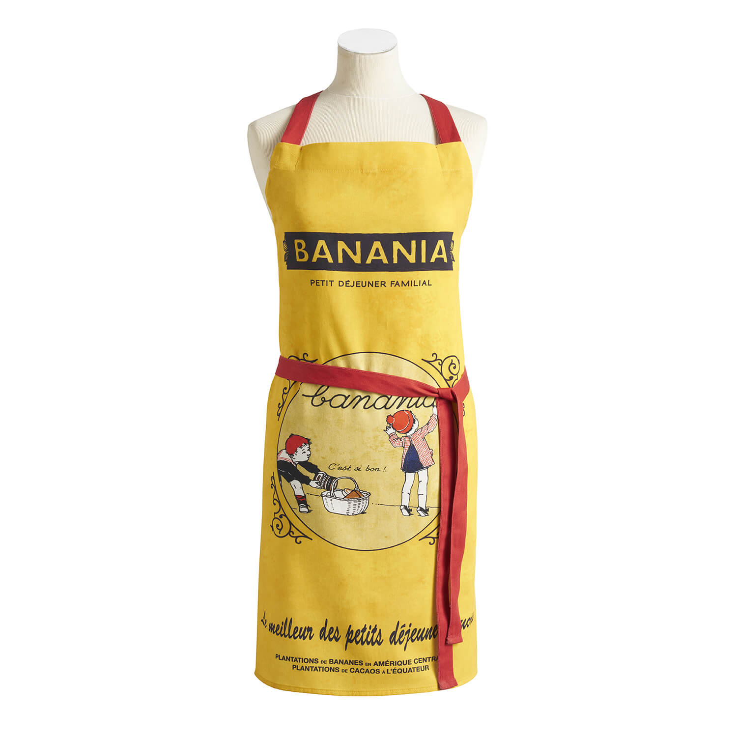 Tablier BANANIA en coton imprimé Petit déjeuner familial – Coucke - COUCKE