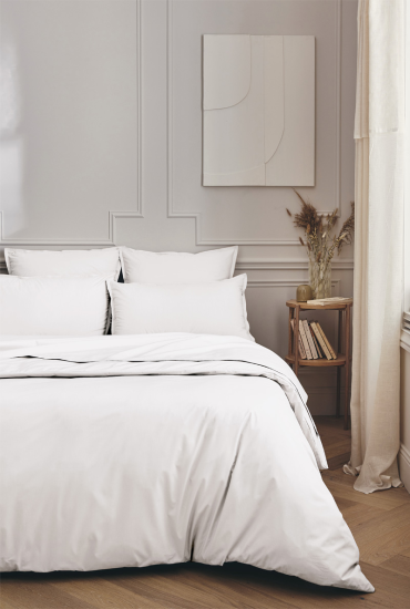 Parure de lit blanche en percale de coton