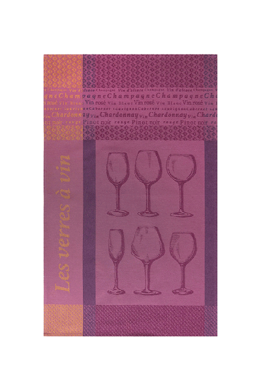 Tea towel in cotton jacquard LES VERRES A VIN
