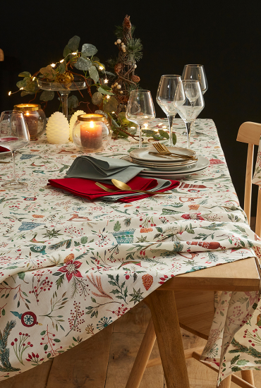 Table linen set in linen CHRISTMAS