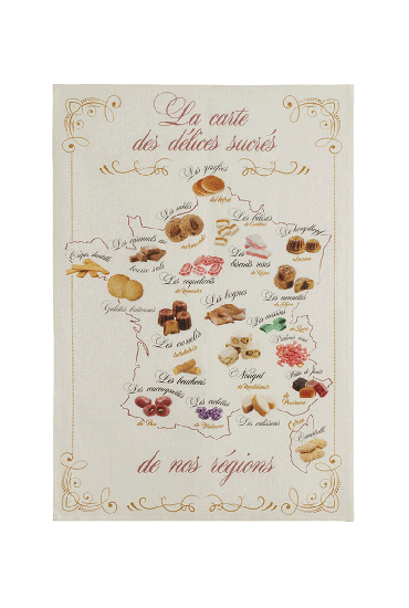 Tea towel in linen printed CARTE GOURMANDE 50x75 cm