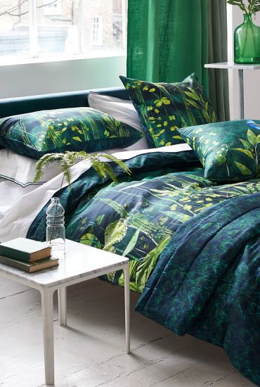 Bed linen set in cotton sateen ARJUNA LEAF