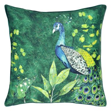 Taie décorative en satin de coton ARJUNA LEAF VIRIDIAN