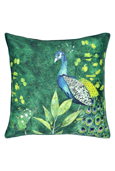 Decorative pillowcase in cotton sateen ARJUNA LEAF VIRIDIAN