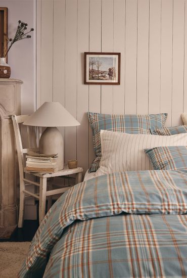Housse de couette en flanelle de coton Tartan