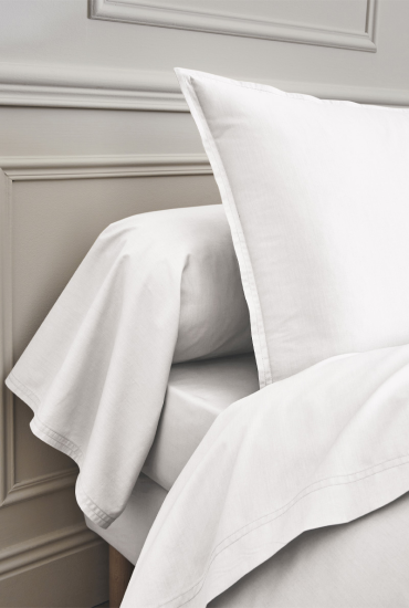 White cotton percale flat sheet Première