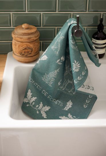 Torchon en jacquard de coton Conte de forêt