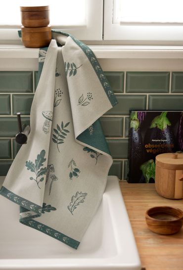Cotton jacquard tea towel Echos de la forêt