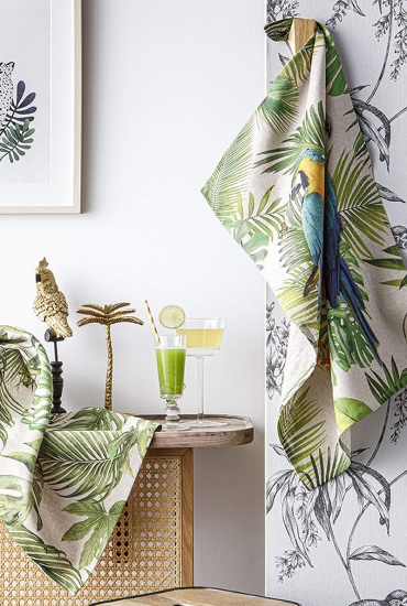 Linen tea towel Tropical 50x75 cm