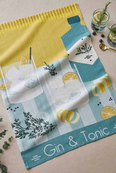 Halflinen tea towel Gin tonic