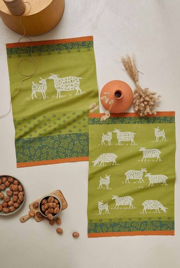 Cotton jacquard tea towel Paturage