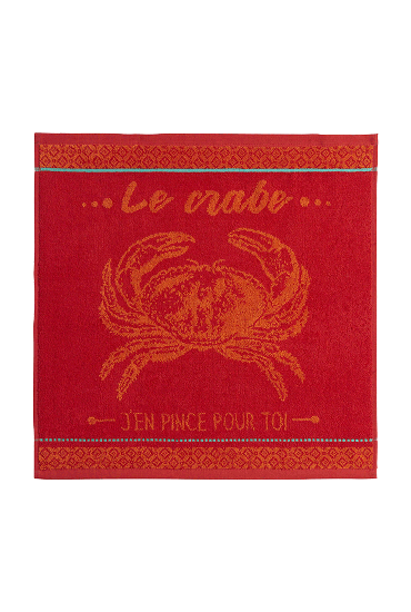 Essuie main de cuisine CRABE Rouge en jacquard 50x50 cm