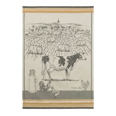 Torchon en jacquard de coton VACHES LAITIÈRES