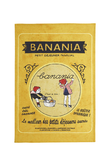 Torchon BANANIA Petit déjeuner familial en coton imprimé 50x75 cm