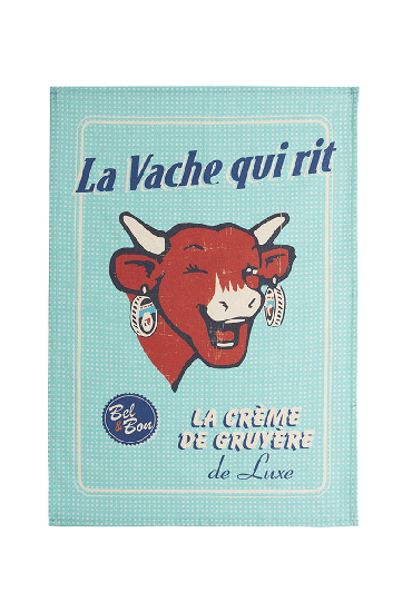 Torchon en coton LA VACHE QUI RIT 100 ANS CRÈME DE GRUYÈRE