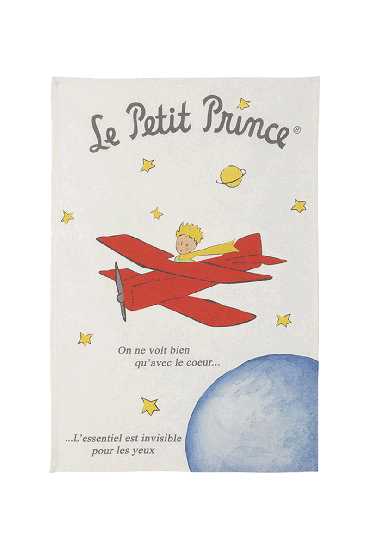 Torchon LE PETIT PRINCE AVION DE ST EX en coton imprimé 50x75 cm