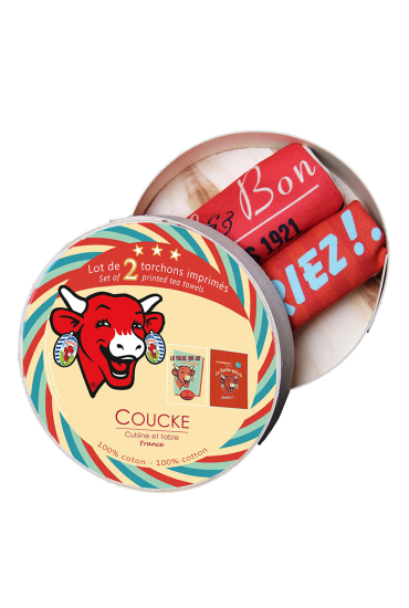 Lot de 2 torchons LA VACHE QUI RIT Rétro 50x75 cm