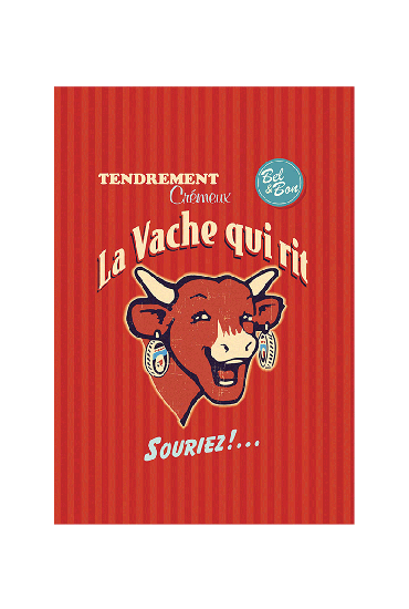 Torchon LA VACHE QUI RIT Rétro Rouge 50x75 cm