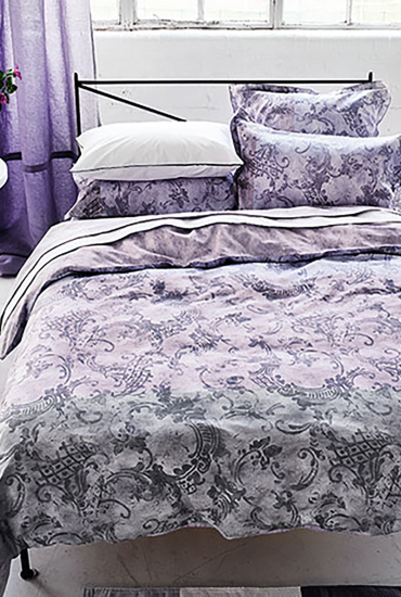 Plain fitted sheet in cotton sateen FILIGRIANA AMETHYST