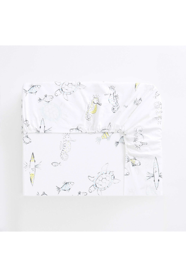 Fitted sheet in cotton WHALE OF A TIME