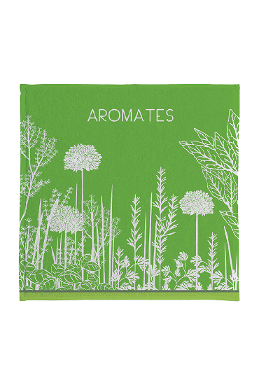 Essuie main de cuisine Aromates du jardin en jacquard de coton 50x50 cm