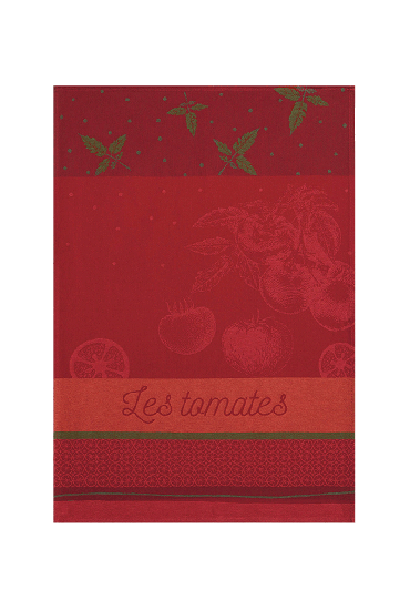 Torchon TOMATES DU POTAGER en jacquard de coton 50x75 cm