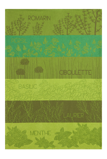 Torchon en jacquard de coton HERBES AROMATIQUES