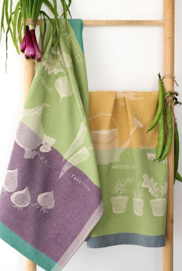 Torchon en jacquard de coton Jardin