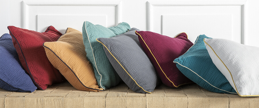 Housse de coussin en gaze de coton